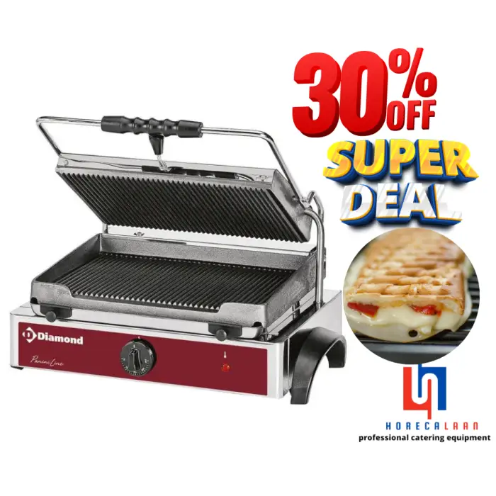 Grill panini électrique MEDIUM plaques rainurées GR-PANOS -