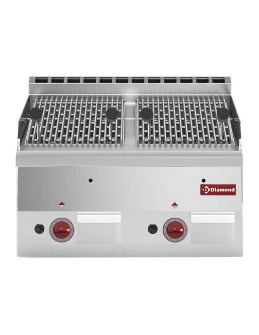 Grill pierres de lave gaz avec grille de cuisson en fonte -Top-