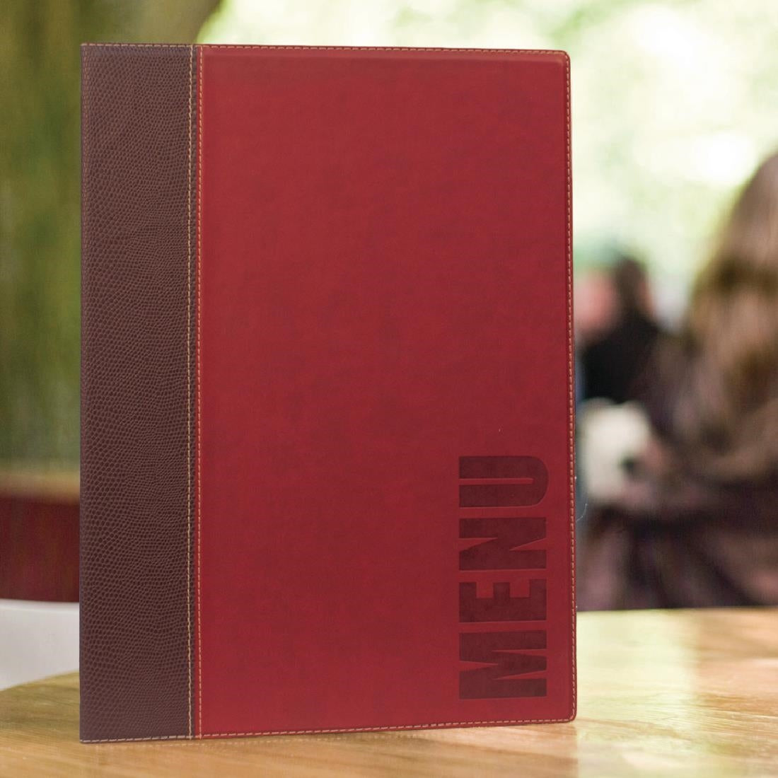 Protège-menus contemporain Securit A4 rouge foncé — H717