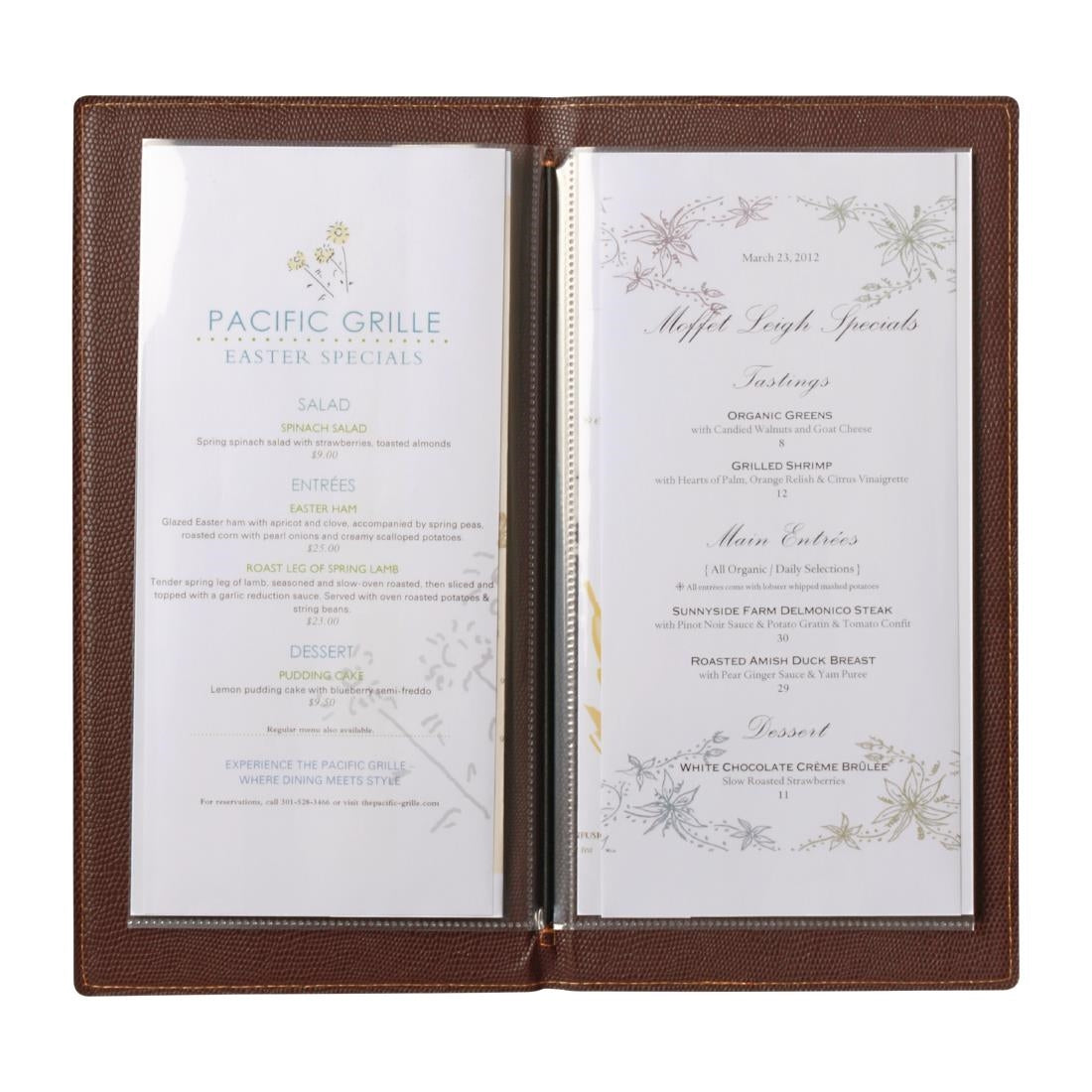 Protège-menus contemporain Securit A5 rouge foncé — H718