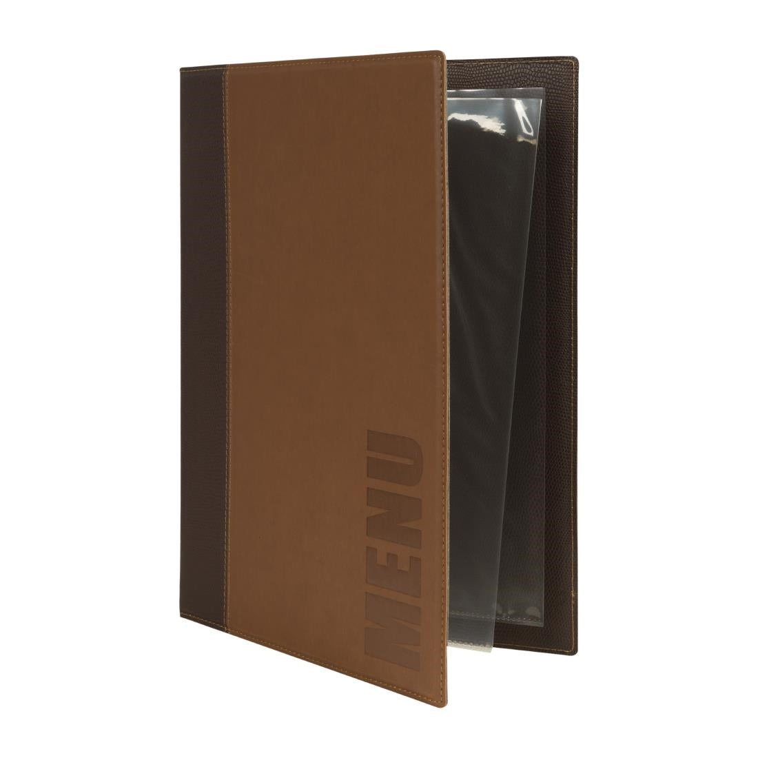 Protège-menus contemporain Securit A4 marron clair — H721