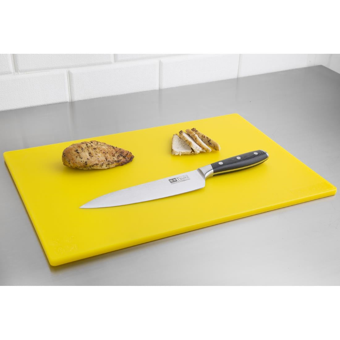 Planche à découper antibactérienne basse densité Hygiplas jaune — HC861