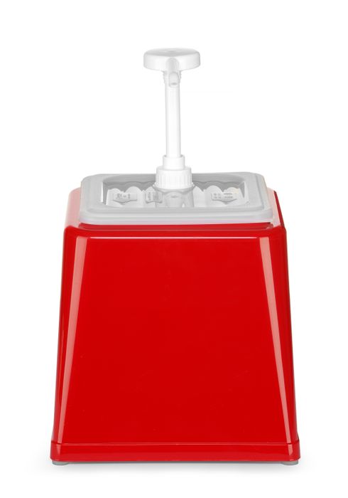 Sausdispenser met pomp, HENDI, 2,5L, Rood, 230x210x(H)327mm — 203521