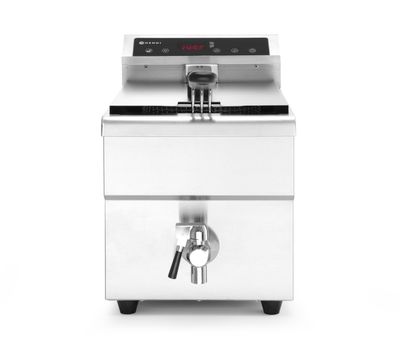 Inductie friteuse met aftapkraan - 8 l, HENDI, 8L, Lichtgrijs, 230V/3500W, 288x619x(H)408mm — 215012