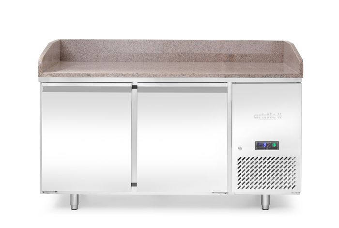 Table de refroidissement pour pizza avec plan de travail en granit, 2 portes, Arktic, 250L, Granit, 230V/250W, 800x1510x(H)1050mm — 220245