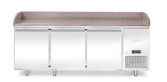 Saladette pizza avec plan de travail en granit, 3 portes, Arktic, 375L, Granit, 230V/400W, 800x2010x(H)875mm — 220252