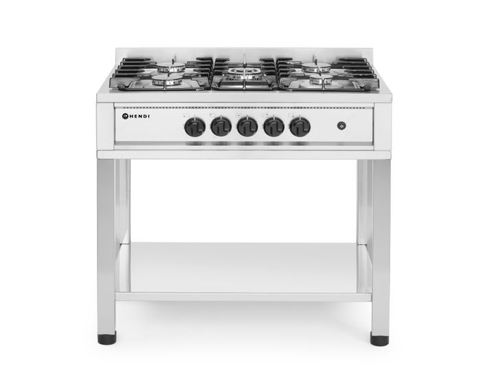 Cuisinière à gaz - 5 feux, châssis ouvert, HENDI, Kitchen Line, 14,3kW, 900x640x(H)910mm — 225806