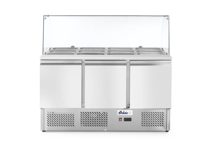 Saladette met 3 deuren en glazen vitrine 380L, Arktic, 254L, 230V/310W, 700x1365x(H)1300mm — 232798