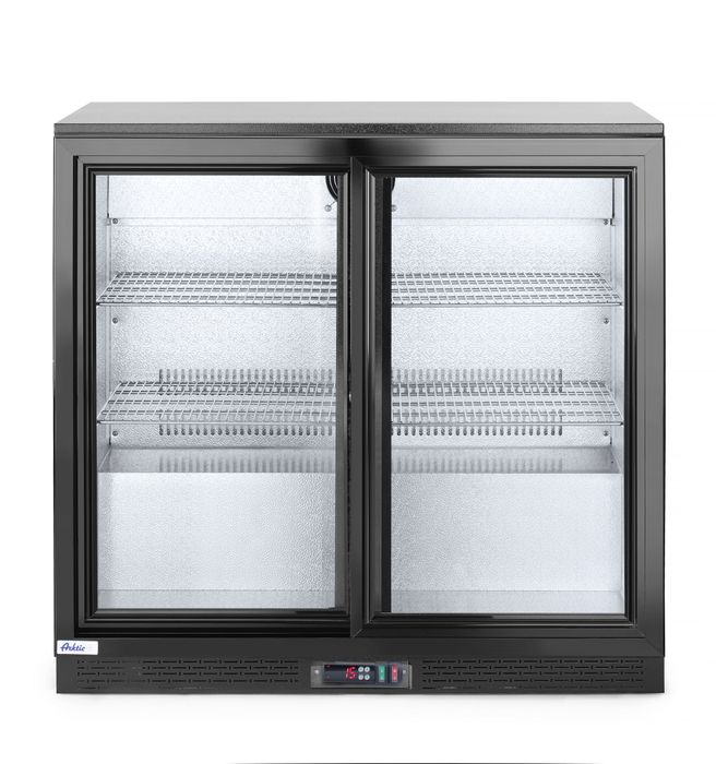 Backbar koelkast met schuifdeuren, Arktic, 158L, Zwart, 220-240V/160W, 900x520x(H)865mm — 233917