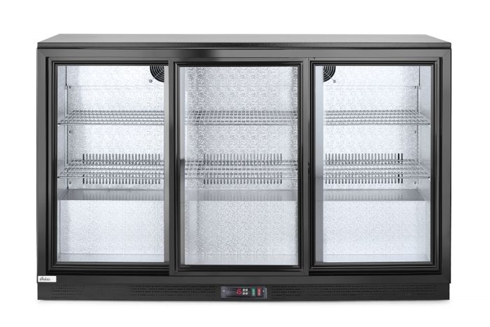 Backbar koelkast met drie schuifdeuren, Arktic, 254L, Zwart, 220-240V/160W, 1350x520x(H)865mm — 235836