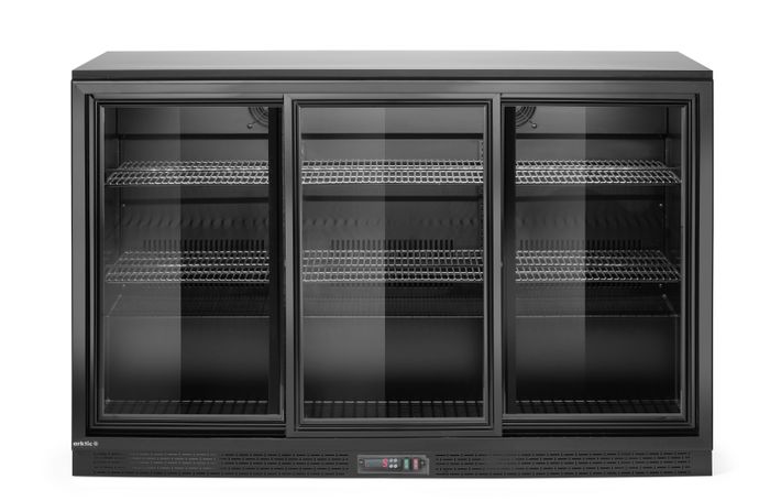 Backbar koelkast met 3 schuifdeuren, Arktic, 308L, Zwart, 220-240V/160W, 1350x520x(H)865mm — 236901
