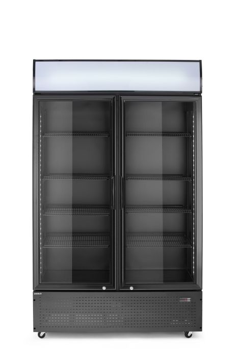 Armoire réfrigérée avec caisson lumineux, double porte, Arktic, 512L, Noir, 230V/510W, 585x1120x(H)1900mm — 236949