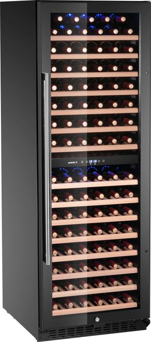 Wijnkoeler, 2 zones, 131 flessen, Arktic, 418L, Zwart, 680x595x(H)1760mm — 237137