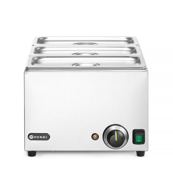 Set Bain-marie Ranger + 3 x bac GN 1/3 avec couvercle, HENDI, GN (H)150mm, GN 1/1, 230V/1000W, 590x332x(H)242mm — 238967