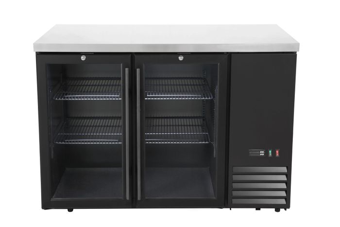 Bar koelwerkbank, glazen deuren, Arktic, 4 planken, 283L, Zwart, 230V/185W, 1217x631x(H)865mm — 241325