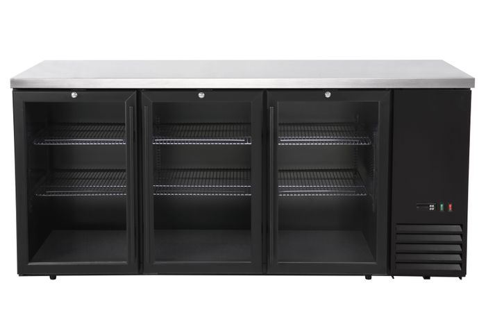 Bar koelwerkbank, glazen deuren, Arktic, 6 planken, 493L, Zwart, 230V/185W, 1826x631x(H)865mm — 241356