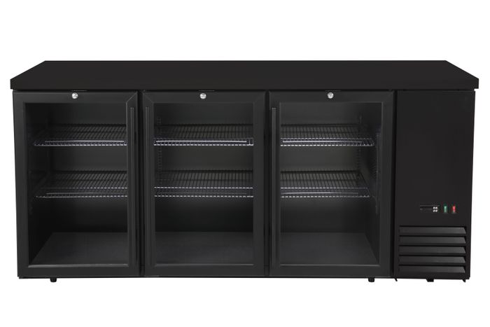 Bar koelwerkbank, glazen deuren, Arktic, 6 planken, 493L, Zwart, 230V/185W, 1826x631x(H)865mm — 241370