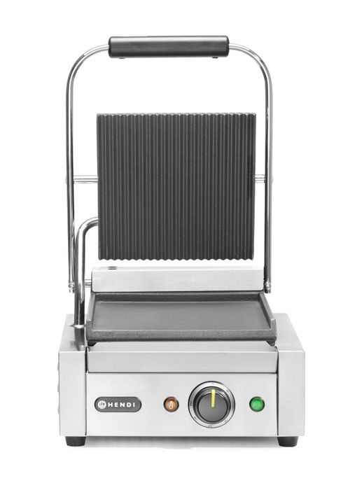 Contactgrill - enkel, HENDI, boven geribd, onder glad, 230V/1800W, 310x375x(H)216mm — 263600