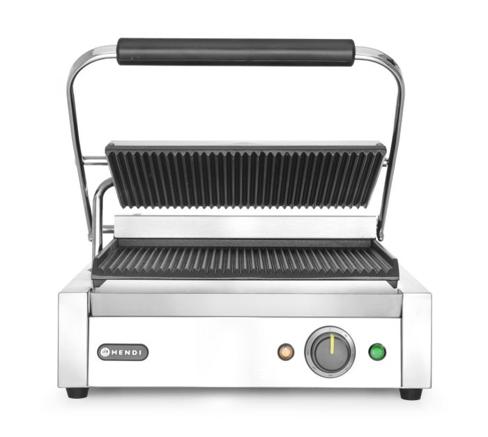Contactgrill Panini, HENDI, Zilver, 220-240V/2200W, 430x375x(H)216mm — 263655