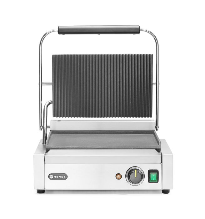 Contactgrill Panini, HENDI, boven geribd, onder glad, 230V/2200W, 430x375x(H)216mm — 263662
