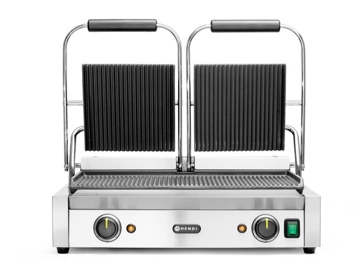 Contactgrill, dubbele versie, HENDI, boven en onder geribd, 230V/3600W, 570x375x(H)216mm — 263709