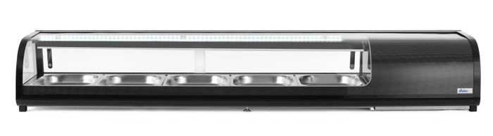 Vitrine à sushis, Arktic, Capacité : 5 x GN 1/2 (H)40 mm (bacs inclus)., Noir, 230V/190W, 420x1800x(H)265mm — 274040