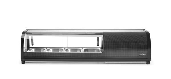 Vitrine à sushis, Arktic, Bacs inclus : 4 x GN 1/3 (H) 40 mm., Noir, 230V/190W, 426x1177x(H)296mm — 274071