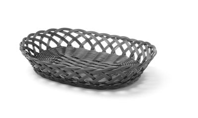 Geweven manden, HENDI, ovaal, Zwart, 320x230x(H)55mm — 426265