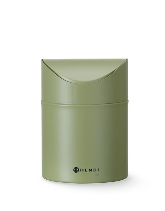 Tafelformaat prullenbak met schommeldeksel, HENDI, 1,2L, Groen, ⌀120x(H)165mm — 440780