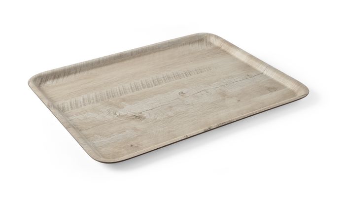 Plateau de service en mélamine avec imprimé bois, AmerBox, Bois clair, 370x530mm — 508930