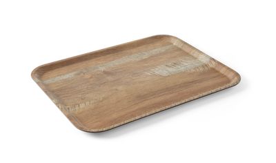 Plateau de service en mélamine avec imprimé bois, AmerBox, Bois, 370x530mm — 508947