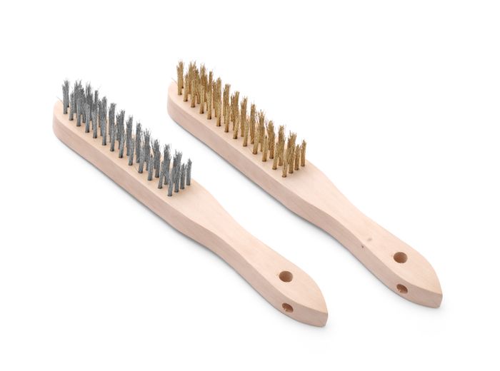 Messing- & roestvast staaldraad borstelset - 2 st., HENDI, 2 st., (L)290mm — 525555