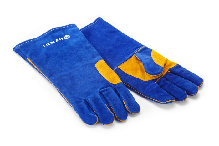 Hittebestendige handschoenen, leer, HENDI, Blauw, 2 st., (L)410mm — 556597