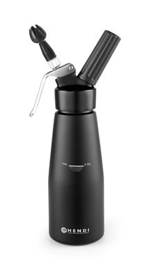 Slagroomapparaat zwart, HENDI, Kitchen Line, 0,5L, Zwart, ⌀80x(H)260mm — 588420