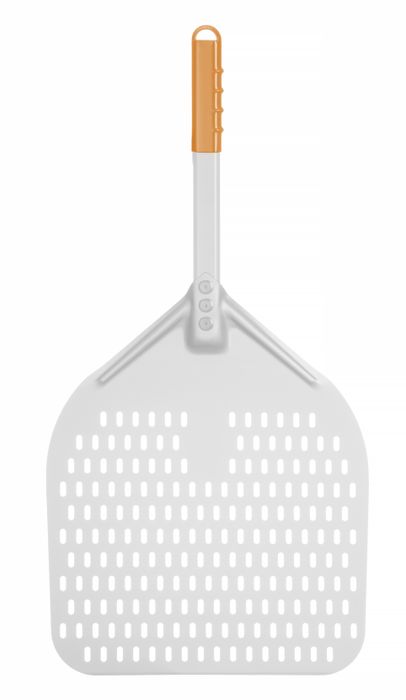 Pizzaschep vierkant geperforeerd met korte handgreep, HENDI, 350x710mm — 618066