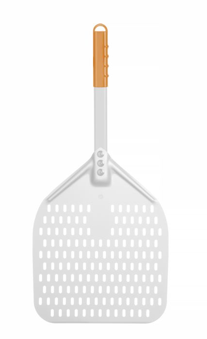 Pizzaschep vierkant geperforeerd met korte handgreep, HENDI, 300x660mm — 618073