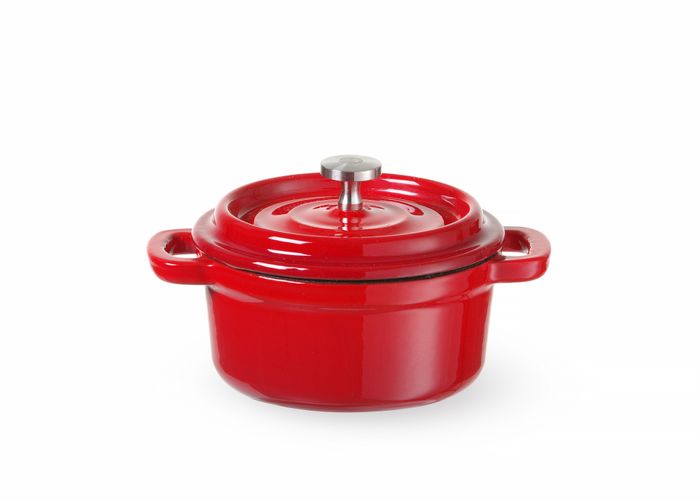 Braadpan geëmailleerd gietijzer, HENDI, 0,27L, Rood, 130x100x(H)48mm, Rond — 626856