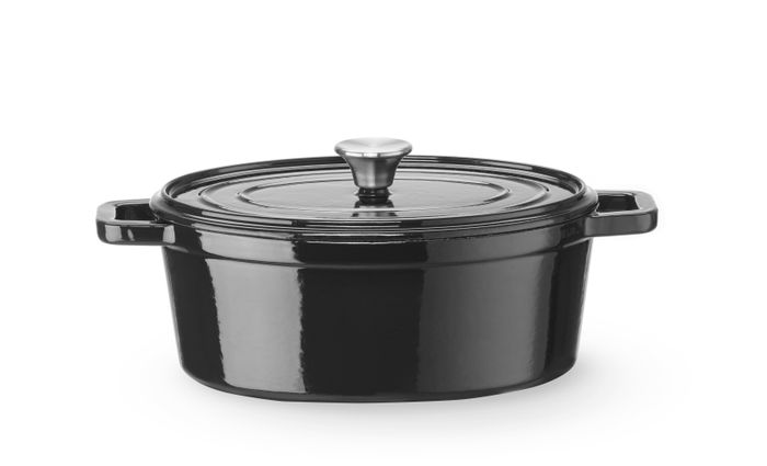Cocotte en fonte émaillée, HENDI, 4,4L, Noir, 365x220x(H)115mm, Ovale — 626887