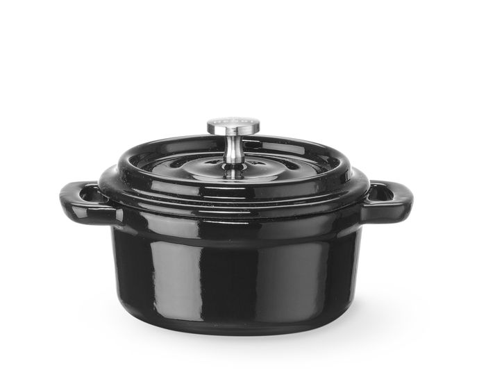 Cocotte en fonte émaillée, HENDI, 0,27L, Noir, 130x100x(H)48mm, Rond — 626894