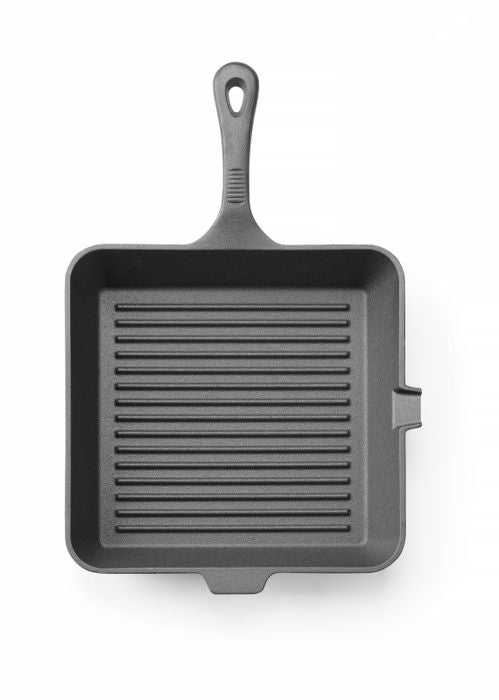 Gietijzeren Grillpan, HENDI, Zwart, 250x250x(H)50mm, Vierkant — 629369