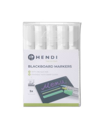 Feutres à craie 6 mm, HENDI, 5 feutres blancs — 664209