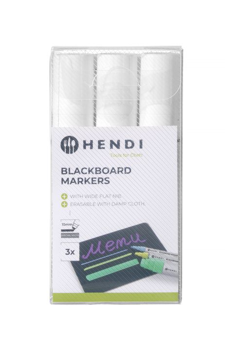 Krijtstiften 15 mm, HENDI, 3 witte stiften — 664223