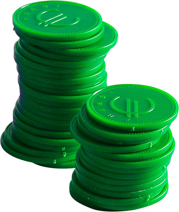 Jetons - 100 pièces, BarUp, Vert, 100 u., ⌀25mm — 665138