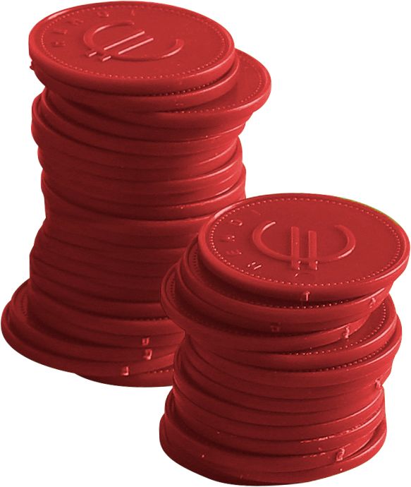 Jetons - 100 pièces, BarUp, Rouge, 100 u., ⌀25mm — 665145