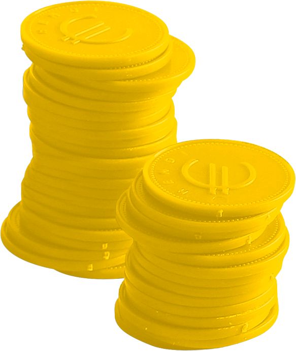 Jetons - 100 pièces, BarUp, Jaune, 100 u., ⌀25mm — 665381
