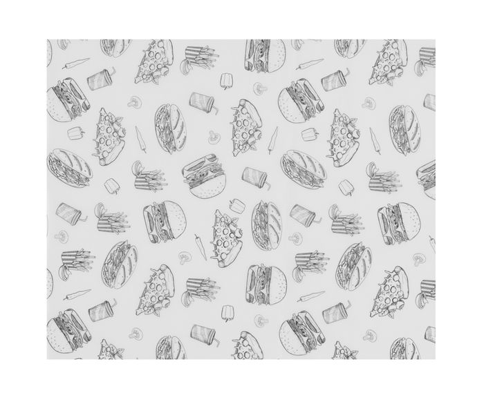 Vetbestendig papier, HENDI, Illustratie fast-food patroon, 500 st., 200x250mm — 678268