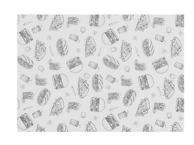 Papier ingraissable, HENDI, Motif illustration fast-food, 500 u., 250x350mm — 678275