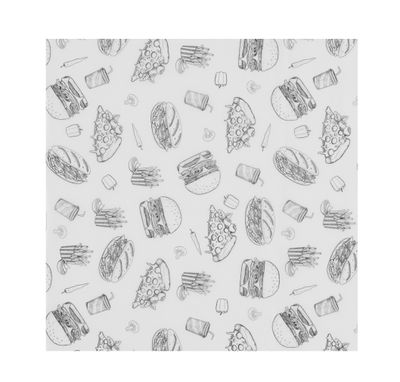 Papier ingraissable, HENDI, Motif illustration fast food, 500 u., 305x305mm — 678282