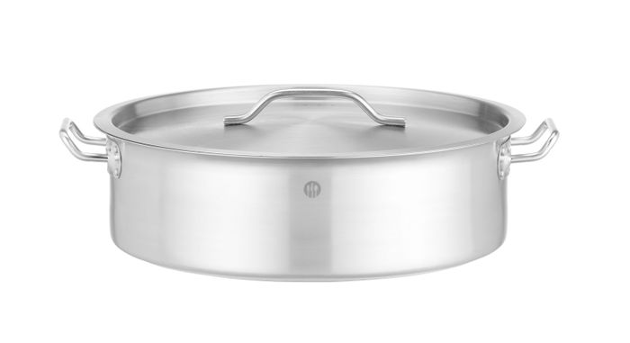 Laag kookpan - met deksel, HENDI, 10,8L, ⌀360x(H)110mm, Rond — 836521