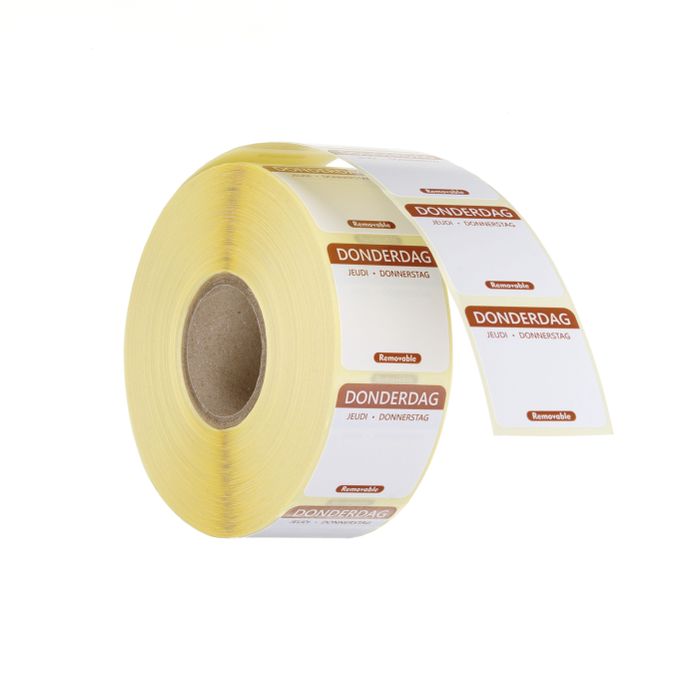 Étiquettes de sécurité alimentaire journalières, multi-usages, faciles à retirer, HENDI, Jeudi, Brun, 1000 u., 25x25mm — 850503